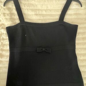 St John Black Knit Tank Top with Bow Detail and Side Zip Size 10